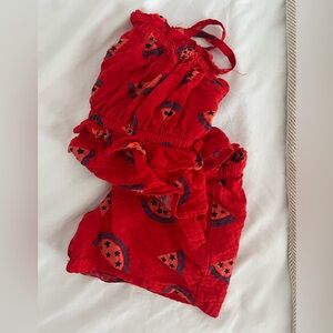 Cat & Jack Red Romper with Rainbow Print